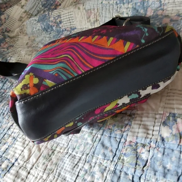 EUC Colorful Lily Bloom Crossbody Bag Bright Colors Neon Florals - Picture 4 of 8